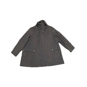 Eileen Fisher Jacket Grey Cotton Nylon Rain Stand Collar Size 3XL Windbreaker